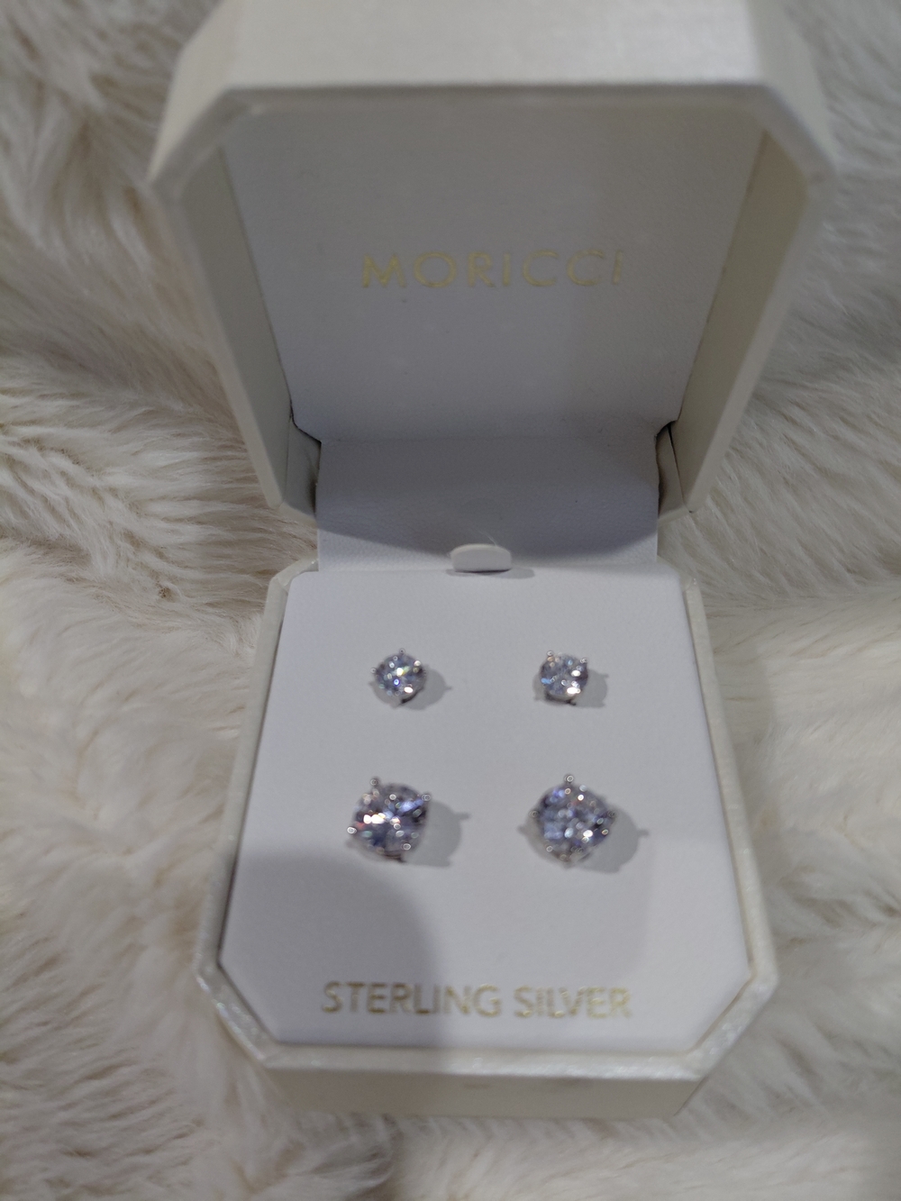 NEW Moricci Sterling Silver Stud Two Pair Earrings Set